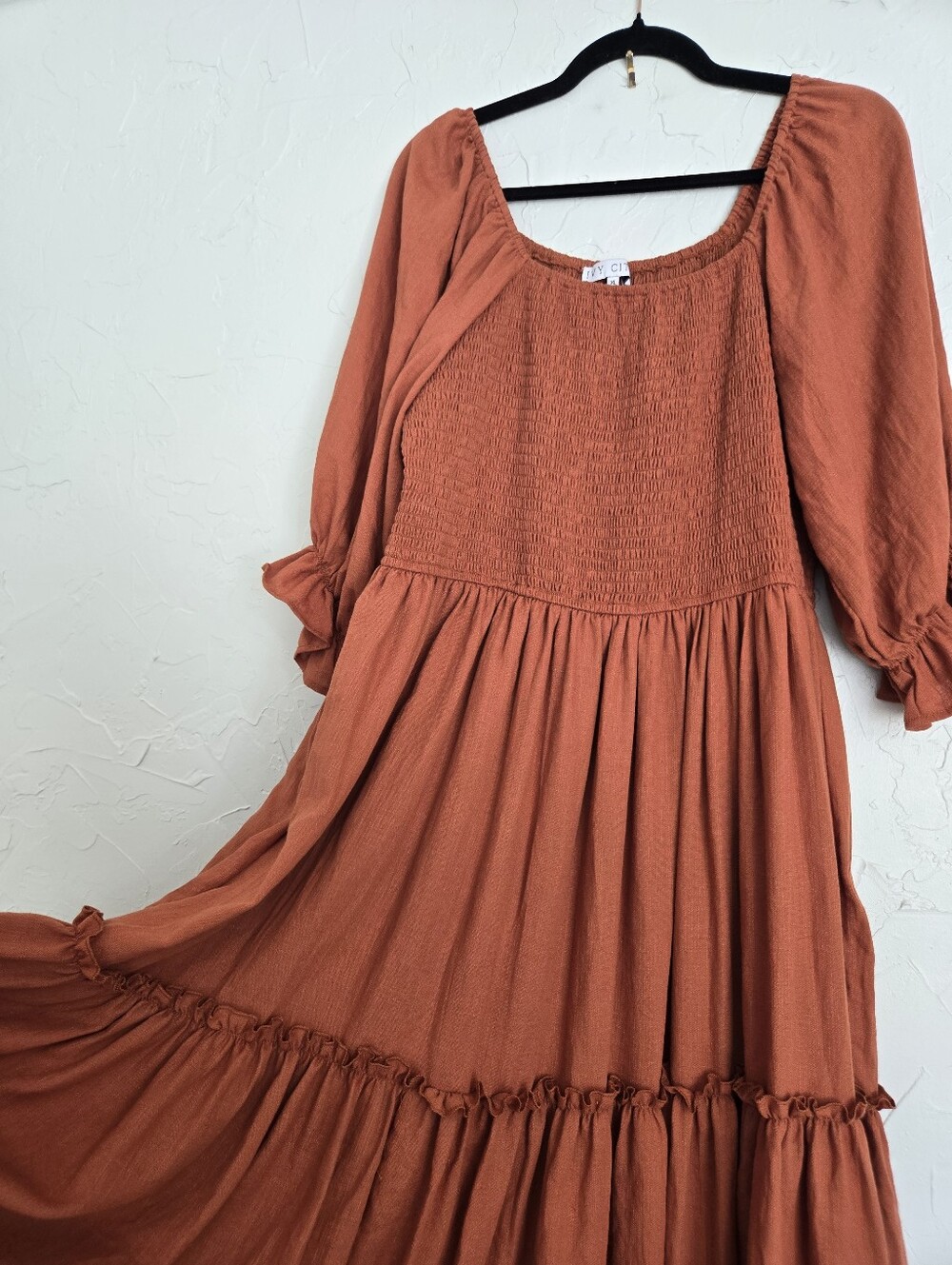 Ivy City Co Orange Smocked Lani Spice Dress, XL - Picture 4 of 10
